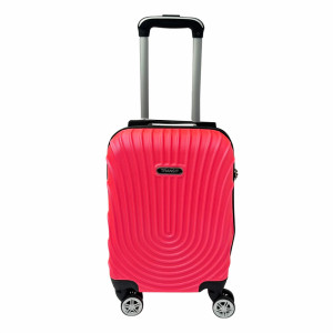 Твърд авио куфар - спинър за ръчен багаж с 4 колела и телескопична дръжка, ABS TRANSIT WAVE със свалящи се колела, FUCHSIA